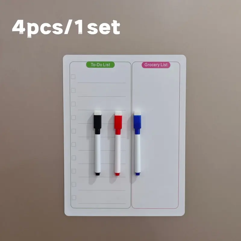 1 Set Includes 1 Magnetic Fridge Dry Erase To Do Board and 3 Magnetic Markers Full Back Magnet Grocery Planner, Productivity Planner Wipeable Waterproof Stationery For Home School Students Teachers Back To School Daily Task Reminder Supplies