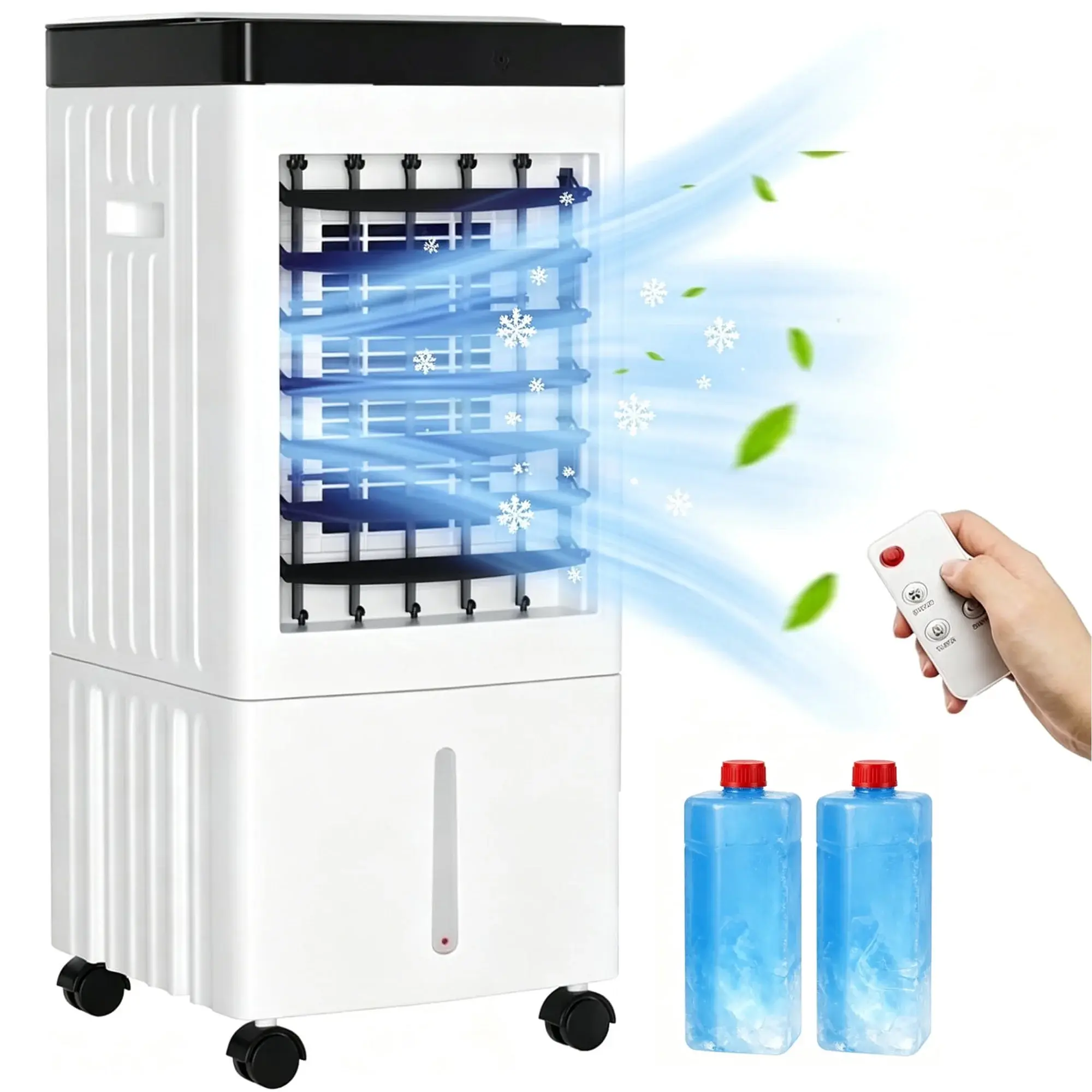 3-in-1 Evaporative Cooling Fan with 10L Water Tank, Portable Swamp Cooler with Humidifier & Fan Mode, 3 Speeds, Quiet Operation, Remote Control for Home Office