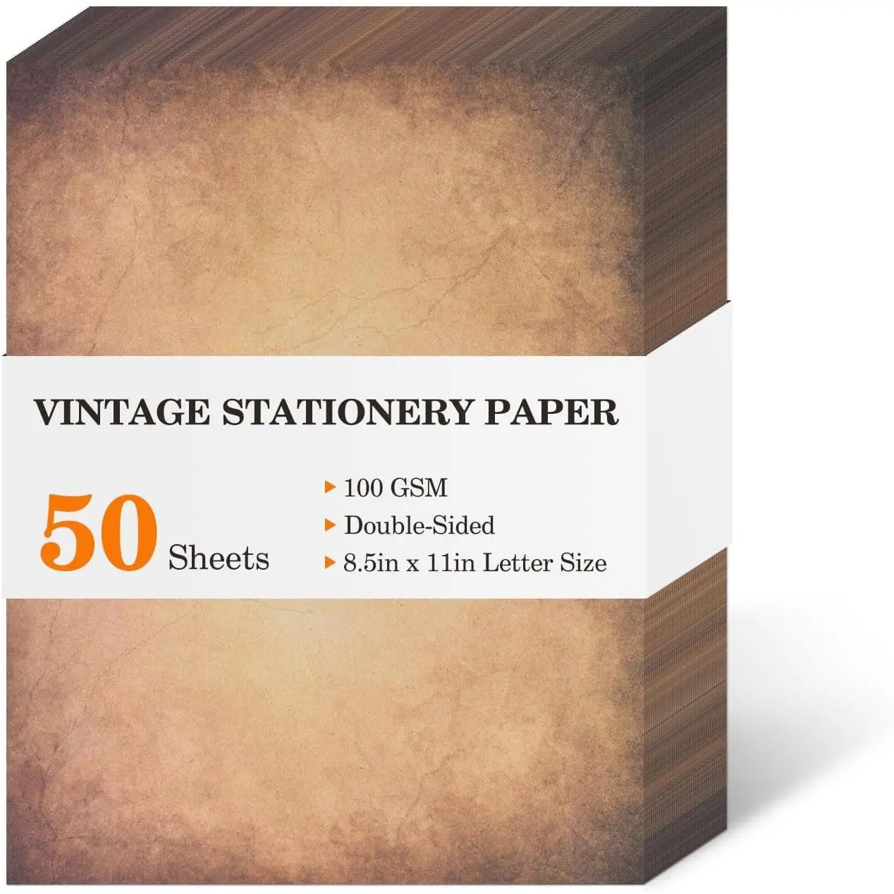 50 Sheets  Scrapbook Paper 8.5 x 11,Old Looking Antique Aged Printer Paper,Letter Size Double-Sided Stationary Writing Paper for Printing & Writing Letters,Stationery Paper