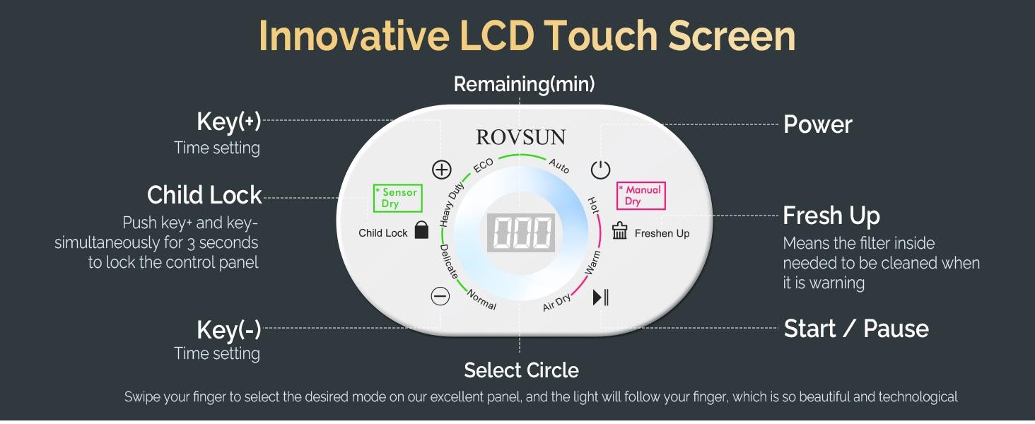 ROVSUN 2.6 Cu.Ft Portable Clothes Dryer, 1400W Fast Drying Front Load Tumble Laundry Dryer with Stainless Steel Tub & LCD Control Panel Six-Mode for Apartment, Home, Dorm ROVSUN 2.6 Cu.Ft Portable Clothes Dryer, 1400W Fast Drying Front Load Tumble Laundry Dryer with Stainless Steel Tub & LCD Control Panel Six-Mode for Apartment, Home, Dorm