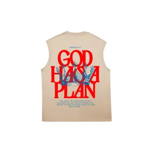 Vintage Washed "God Has A Plan" Tank Top | Christian Crown Print Oversized Cotton Vest Unisex Streetwear