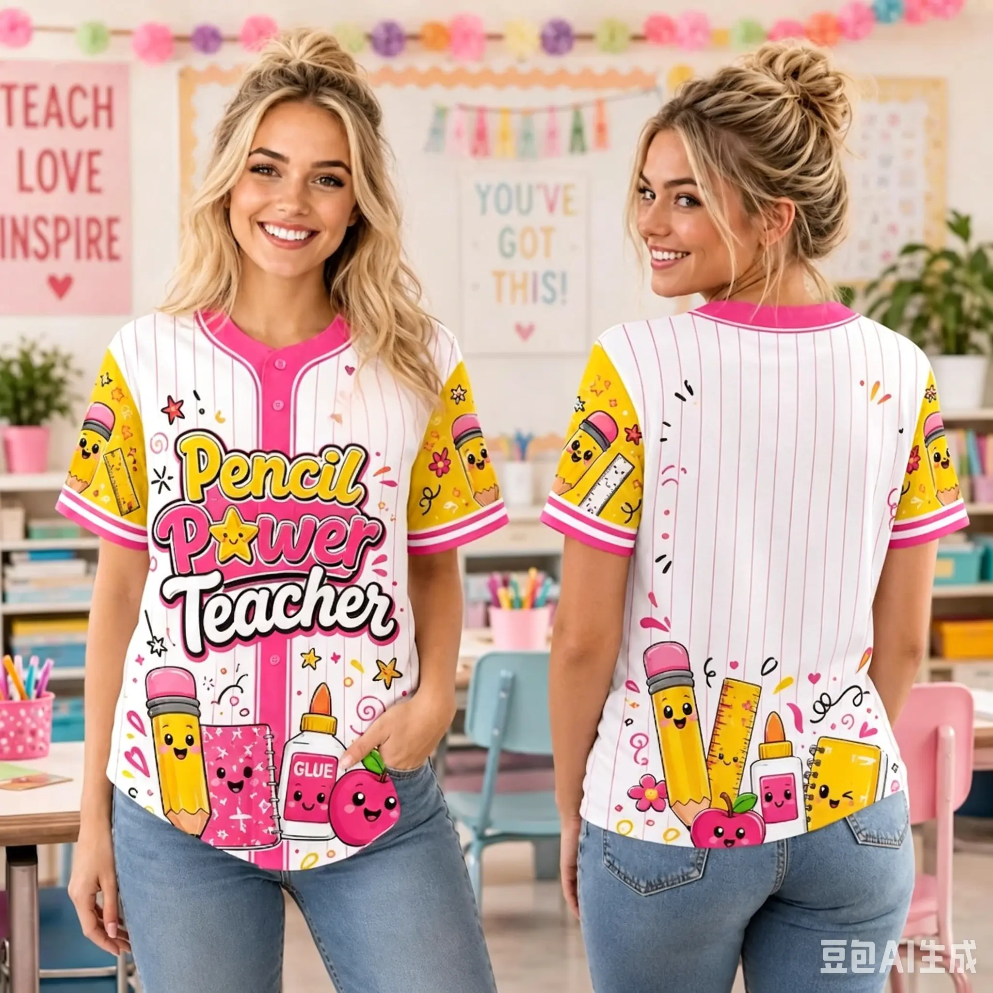 Teacher Jersey, Pencil Power Teacher Shirt,  Back To School Outfit, Cute Teacher Appreciation Gift #   TikTokMadeMeBuyIt #   TikTokShop #   Funny Shirt #   BACK TO SCHOOL #   SCHOOL LIFE