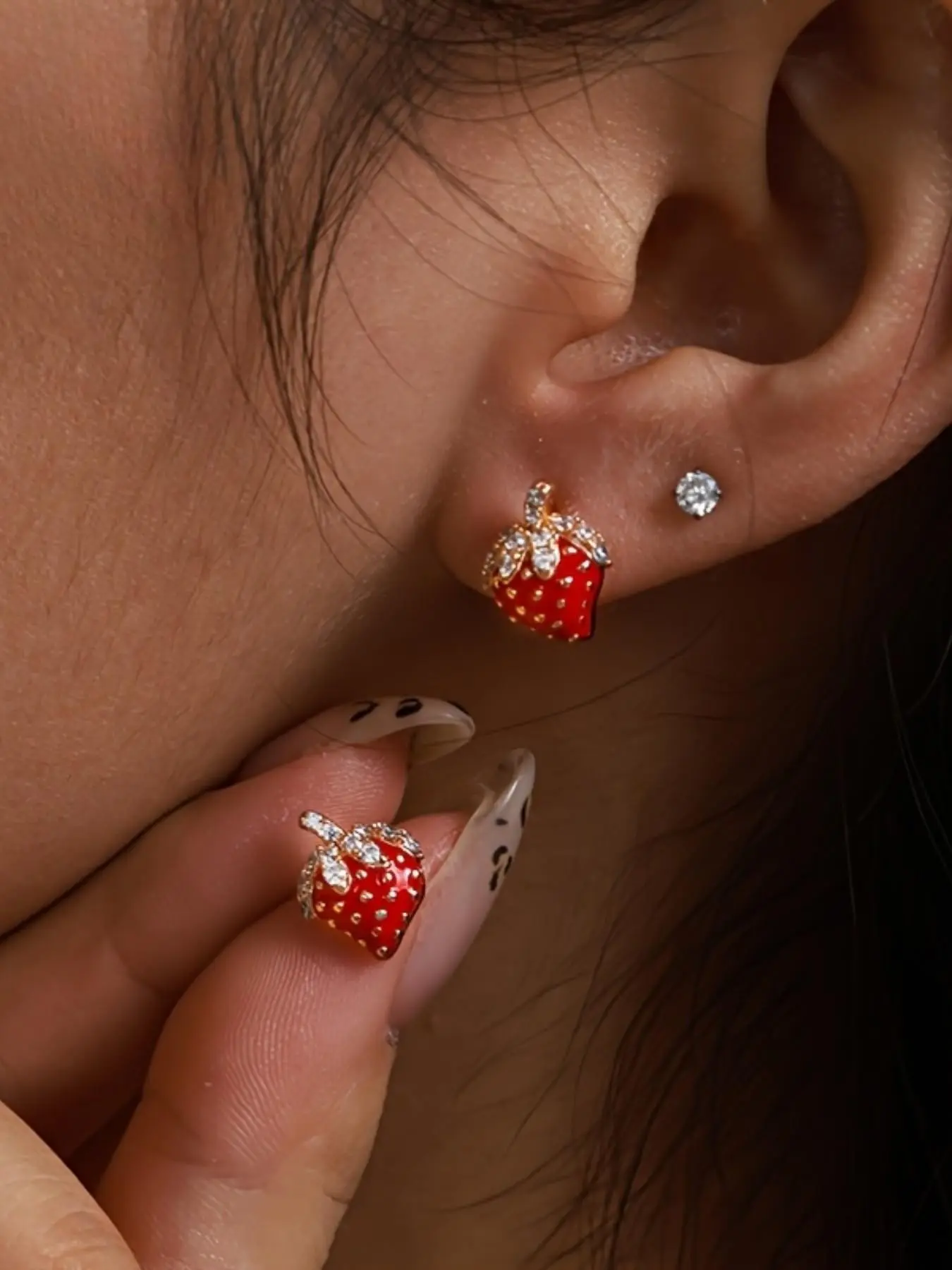 Cute Mini Strawberry Earrings, Fashionable Elegant Party Jewelry, Party Ready, Versatile Office Wear, Stylish Personality Ear Rings, Fashionable Jewelry Accessories