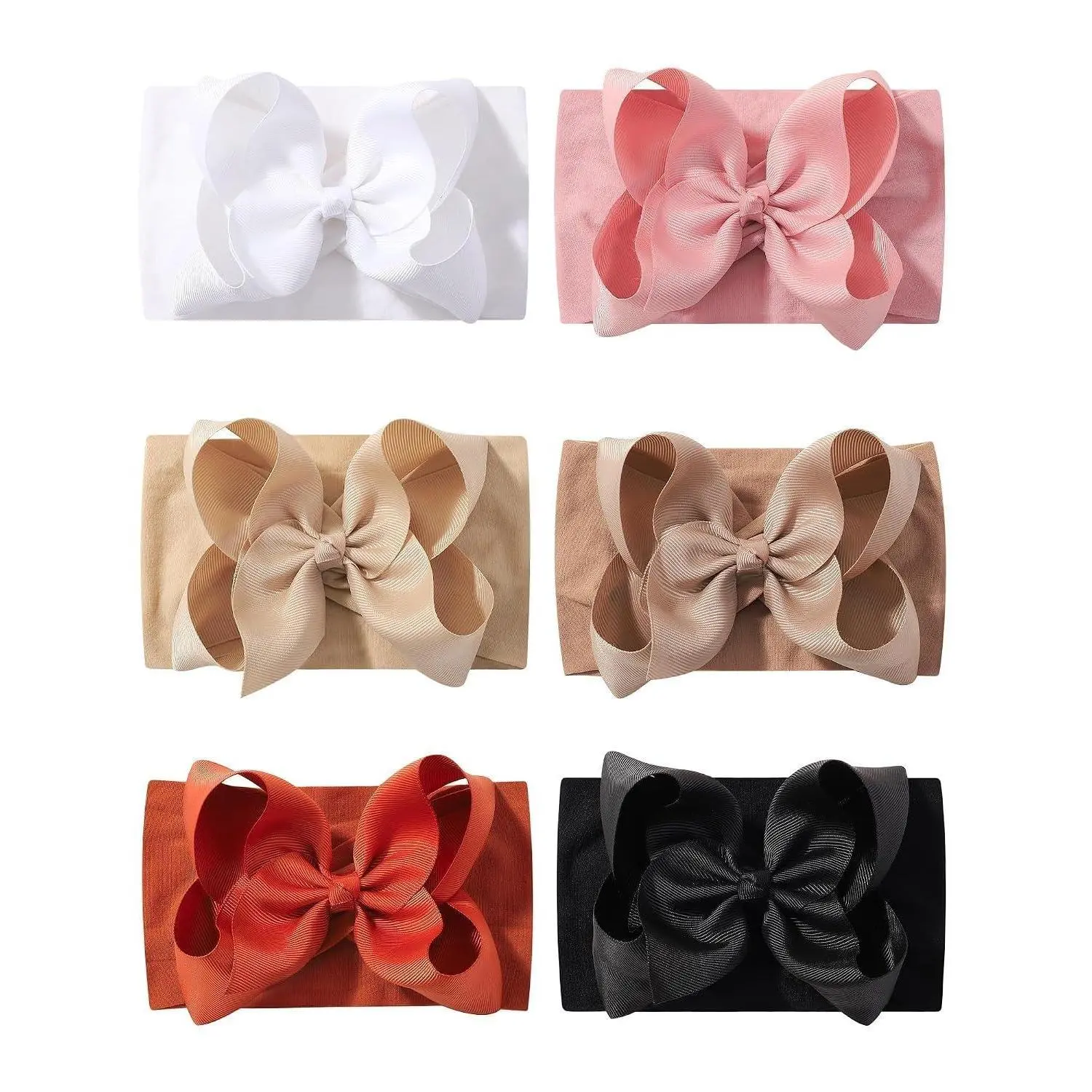 6PCS Baby Hair Bows Set, Soft Nylon Baby Headbands with Butterfly Bows, Stretchy Hair Accessories for Newborn, Infant & Toddler Girls, Comfortable Elastic Hair Bands, Cute Baby Shower Gift