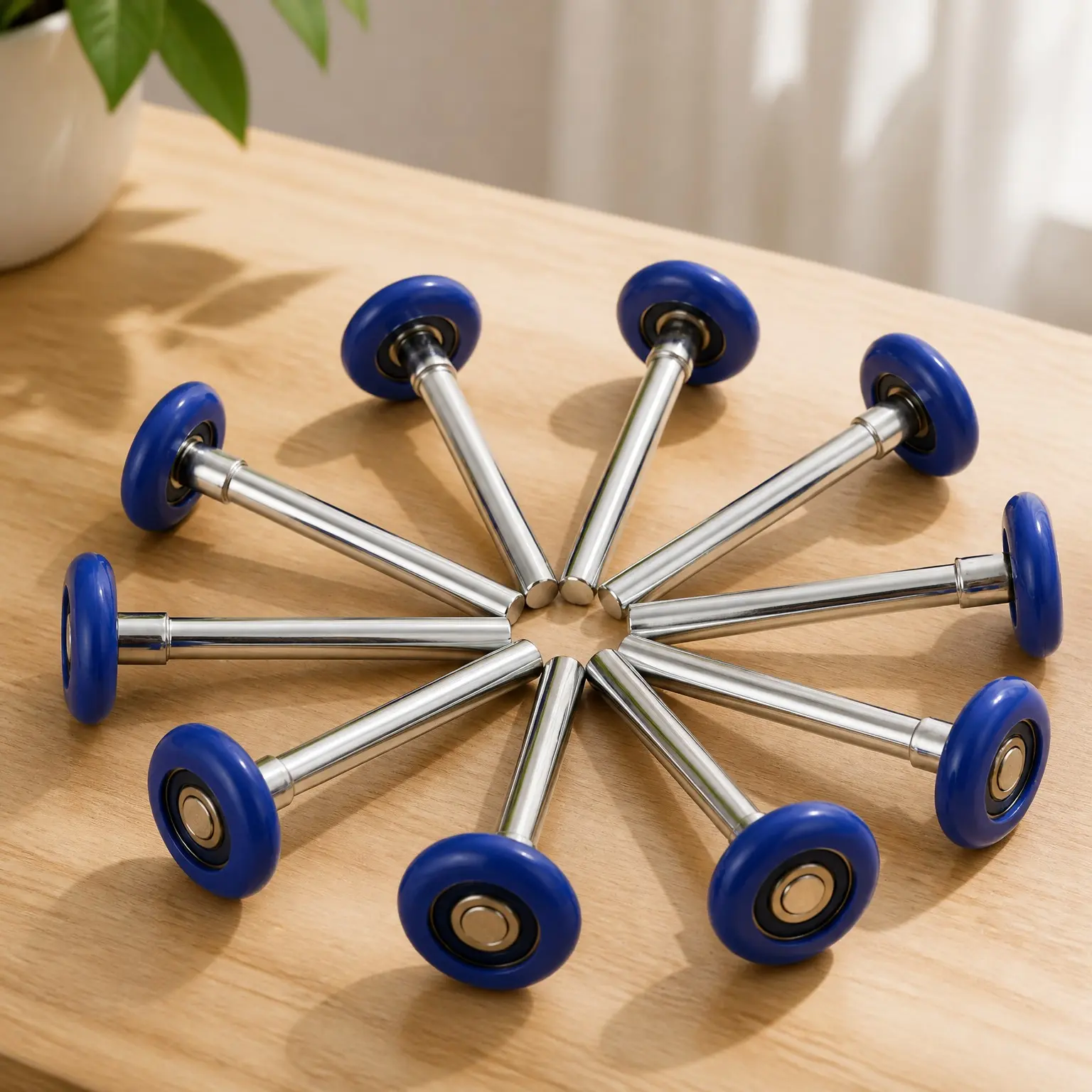 Blue 2" Nylon Garage Door Roller, 10 Pack, 4" Stem, 6200-2RS Bearing
