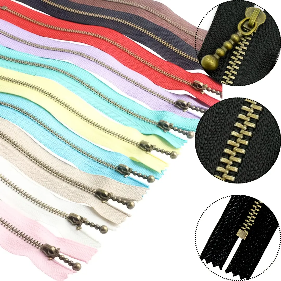 5/10pcs #3 antique brass metal zipper with closed end, a must-have for jeans and DIY crafts, available in multiple sizes: 6/7.9/12 inches
