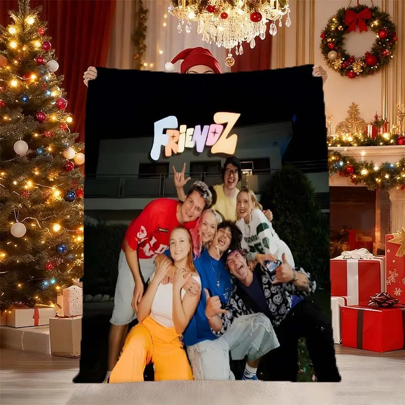 FancyDZ Influencer Blanket Colorful Logo Team Group Picture Flannel Throw Blanket Social Media Creator Merch Home Decor Blanket