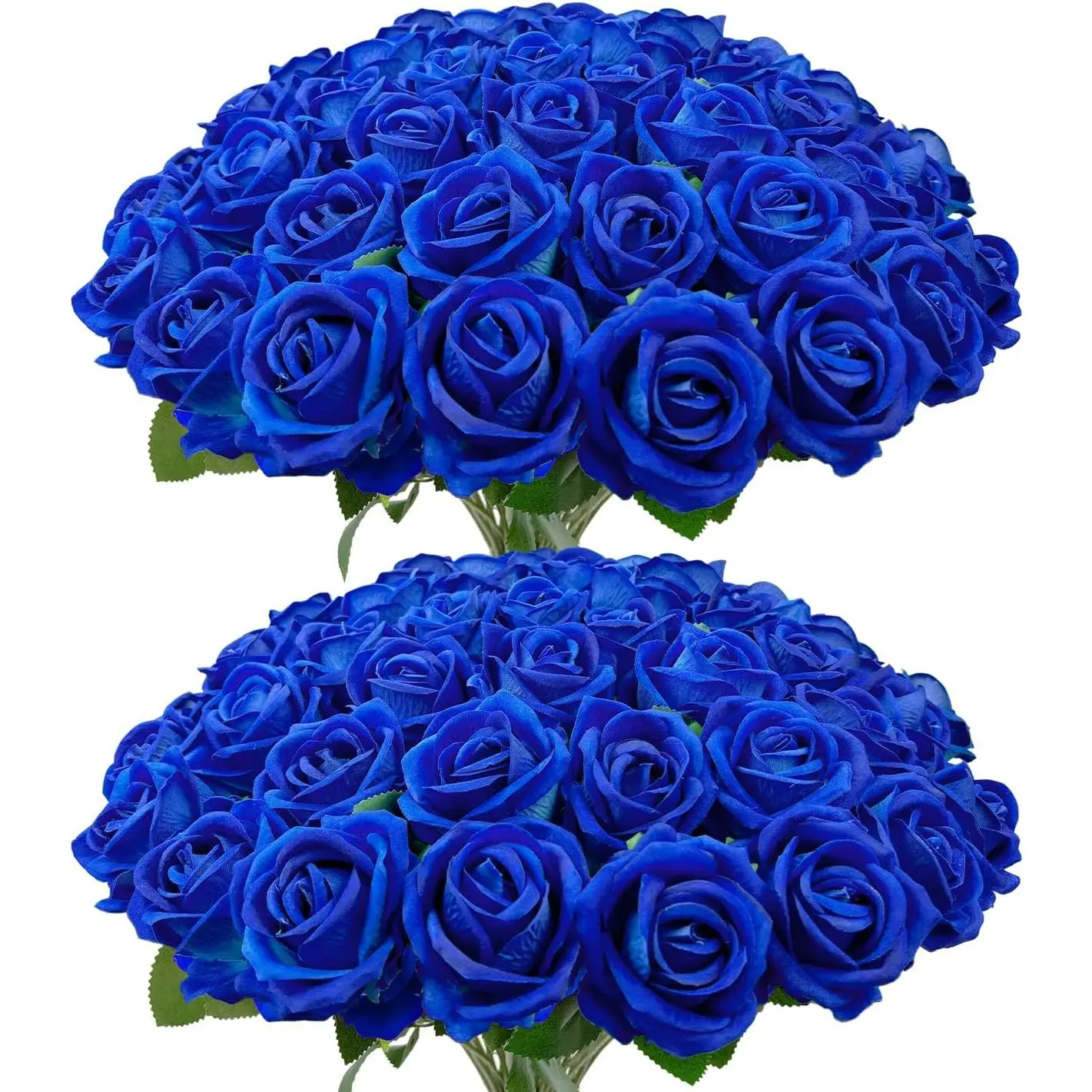 Bulk Royal Blue Artificial Velvet Roses with Stems (30/60 PCS) - Realistic Decorative Silk Flower Bouquet, Ornaments for Wedding Centerpieces, Home Table Decor, Plants