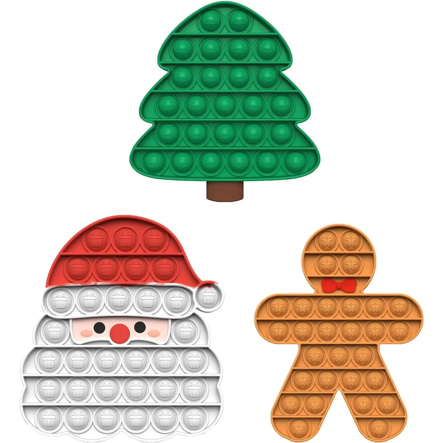 Christmas Bubbles Pop Fidget Toys, Stocking Stuffers Gifts for Grandkids Kids Toddler Boys Girls, Silicone Sensory Autism/ADHD Stress Relief Party Favors Bulk (Santa Claus, Tree, Gingerbread Man)