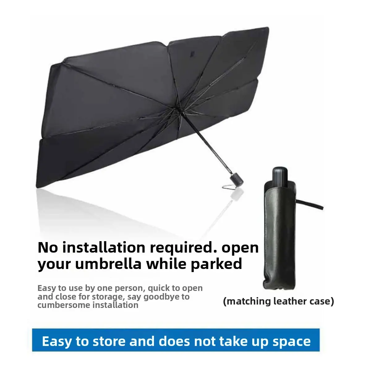 Car Windshield Sunshade Umbrella - Retractable, Folding, Insulated, Impact Nylon Vehicle-Mounted Front Window Protector, 2 Sizes for Large/Small Cars (Sports & Outdoor Protective Gear Accessory), Two Sizes