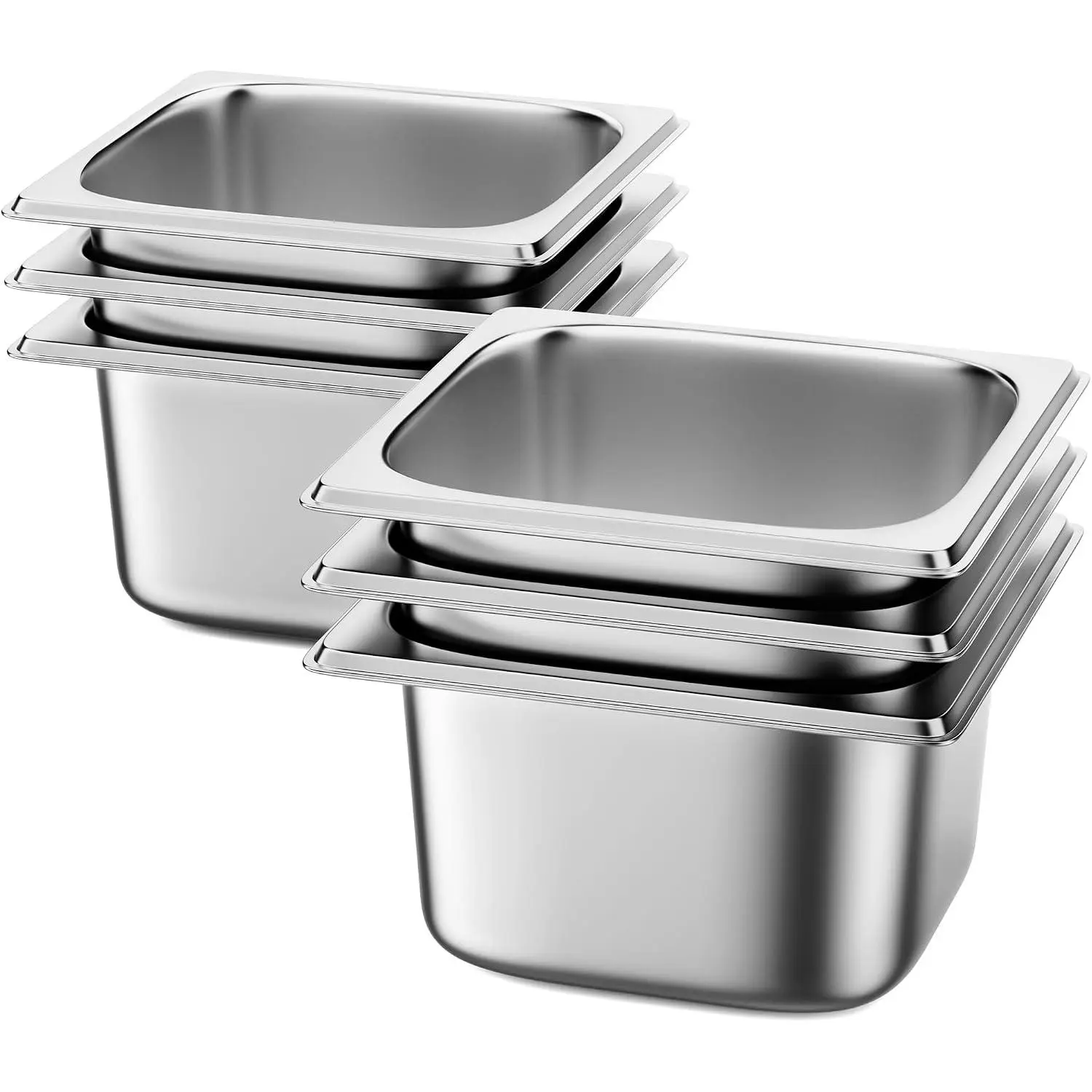 6 Pack Hotel Pans 1/6 Size 4" Deep Steam Table Pan | 22 Gauge Anti Jam Commercial  Pans for Hotel, Party, Buffet, Catering Supplies