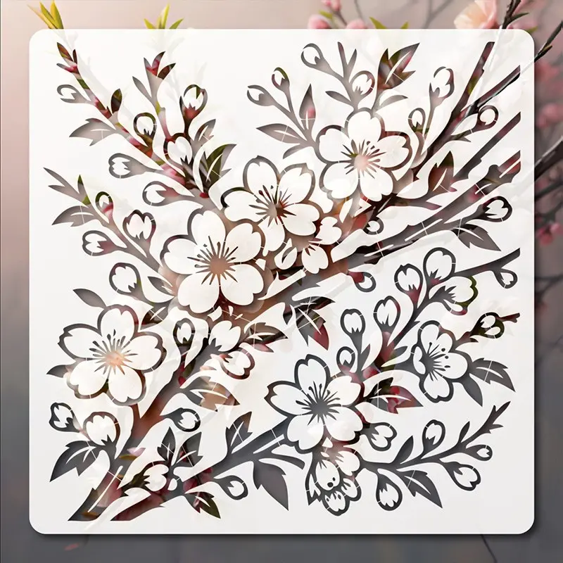 Reusable Cherry Blossom Branch Template, Floral Painting Stencil for Wall Decor and Fabric, Adds Handmade Style to Your Environment
