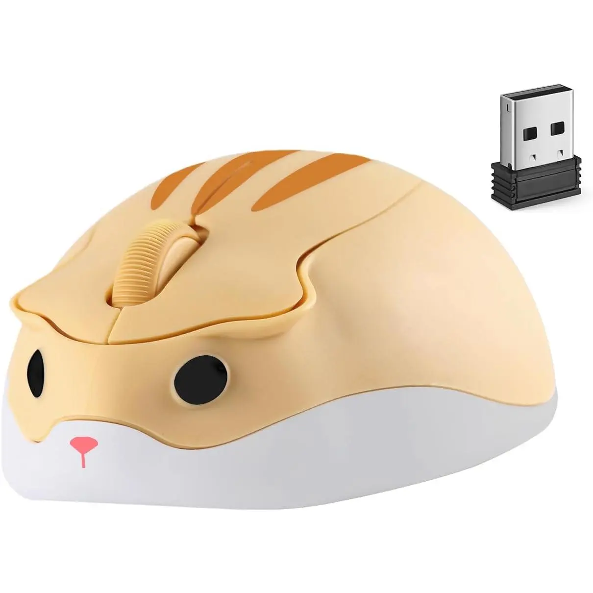 , Cute Yellow Hamster  & 2.4G  Mode, Silent Click Compact Portable Lightweight Cordless Mice for iPad, PC, Laptop, MacBook, , Women, Men, Student, School, Office,