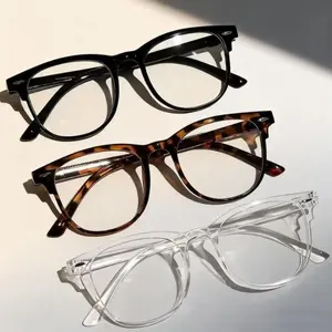 3-Piece Retro Eyeglasses Set, Tortoiseshell Frame Blue Light Blocking Glasses, UV Protective Fashion Shades Unisex Daily Outdoor Wear