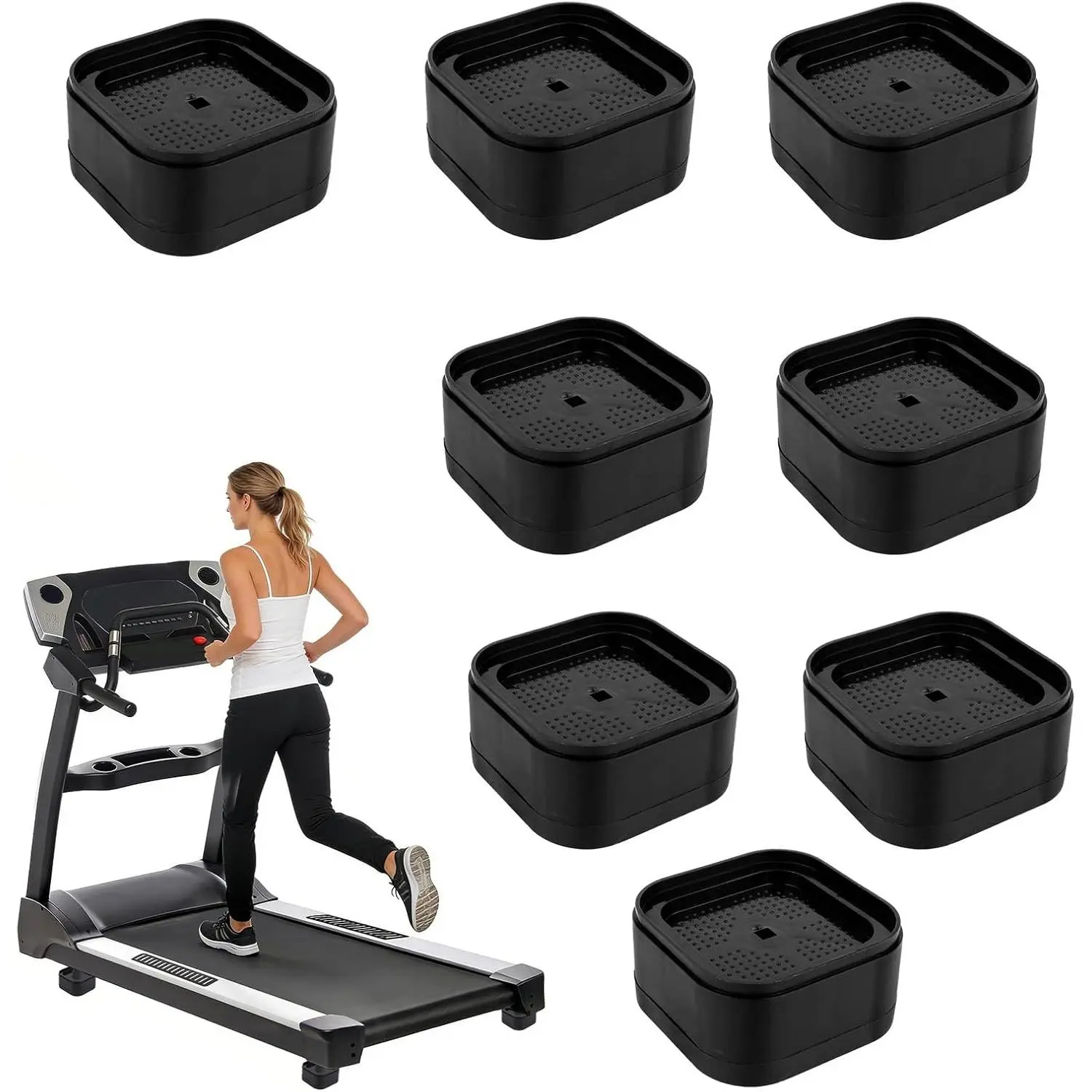 8pcs Treadmill Incline Riser Blocks, Stackable Height Adjustable Walking Platform