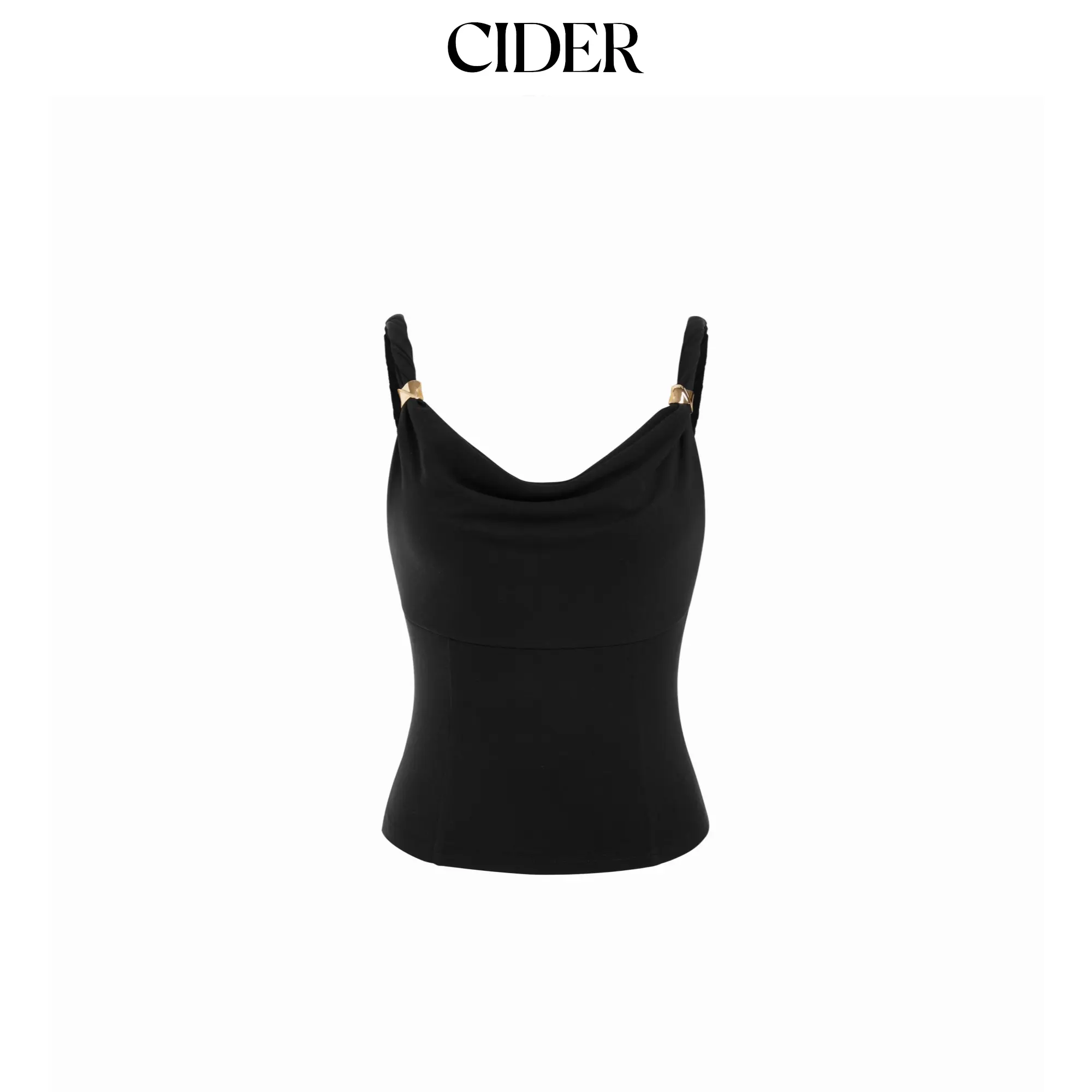 Cider Viscose Cowl Neck Twist Knotted Cami Top with Metal Detail SummerWins SummerFinds