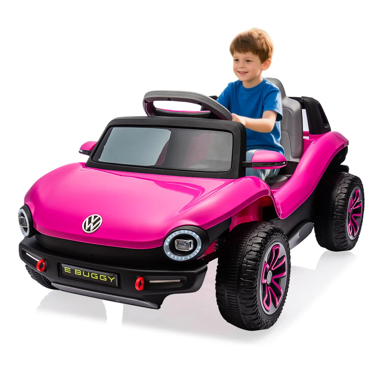 Officially Licensed Volkswagen Beetle 12V Kids Electric Ride On Car, 2.4G Parental Remote&Manual Dual Control, 780W Dual Motor Toddler Toy Car with LED Lights Music Suspension Safety Belt for Ages 3+