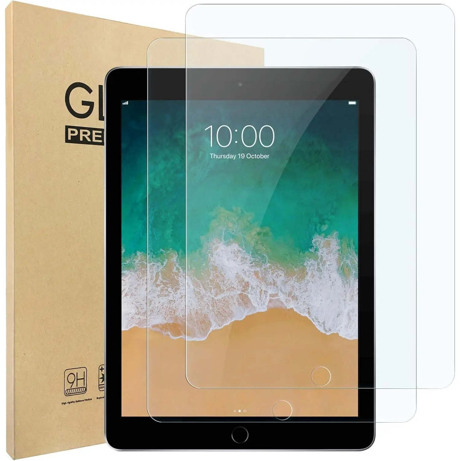 [2-Pack Screen Protector Compatible with iPad 9.7 Inch (2018/2017 Model, iPad 6th/5th Generation), [ Clarity] [9 Hardness] Tempered Glass  for iPad Air 2/iPad Air 1/iPad Pro 9.7