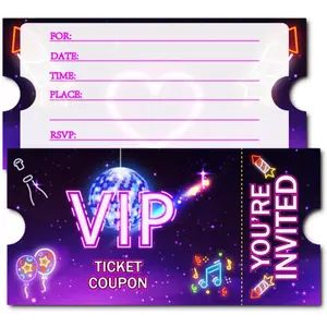 Birthday Party Invitations, Purple VIP Invitations Card for Boys Girls (30 Cards & 30 Envelopes)