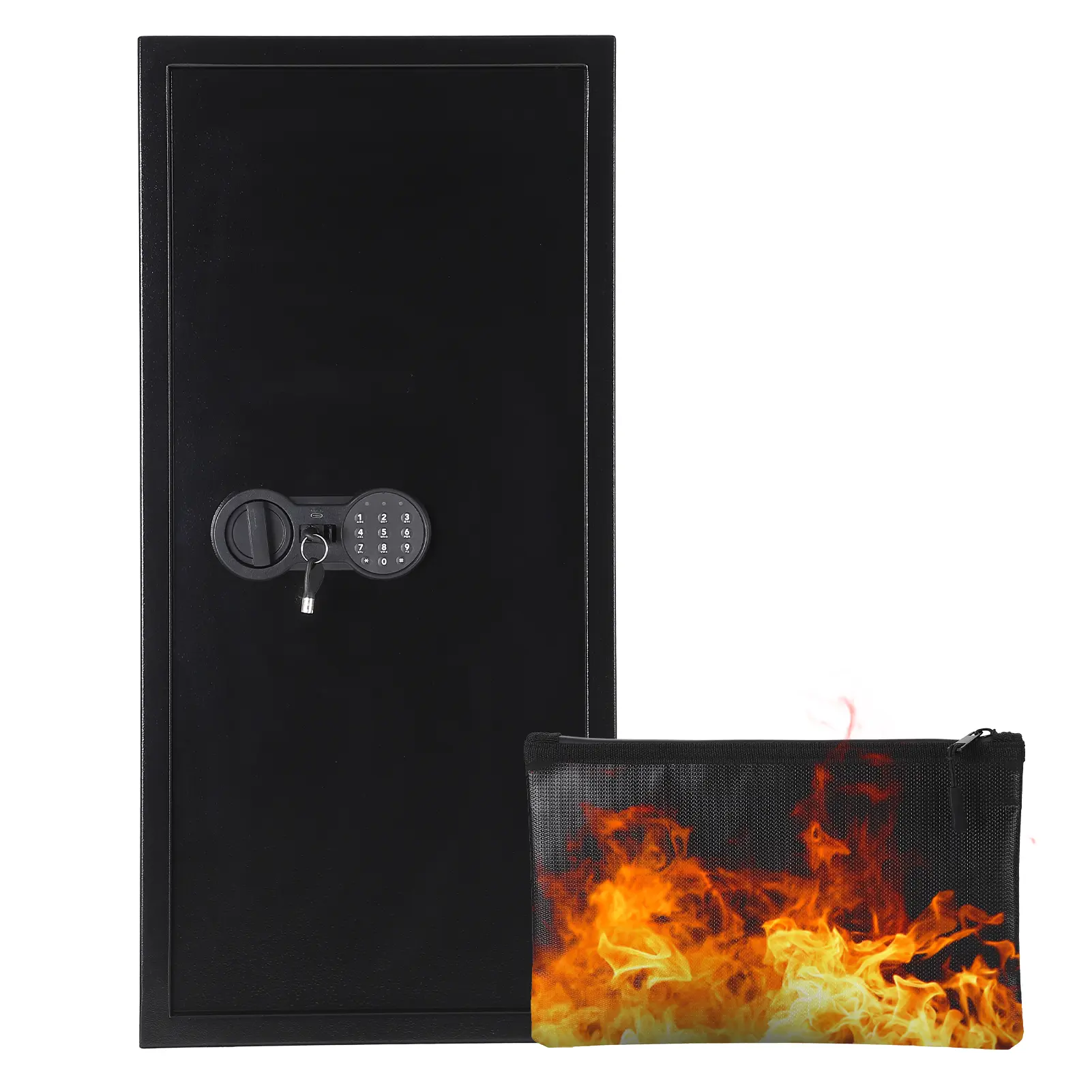Digital Steel Safe Box with Electronic Lock – Fireproof & Waterproof Bag – Dual Access Code & Key – Removable Shelf – Anti-Theft Alarm – Wall/Floor Mount