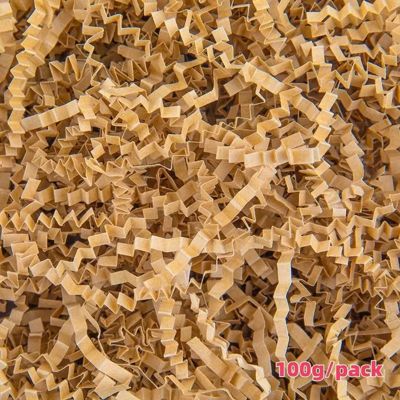 100g wavy shredded paper (available in 4 colors) for filling and decorating kraft paper gift boxes; suitable for parties, Halloween, Christmas, weddings, birthdays, and bridesmaid gift bags and baskets.
