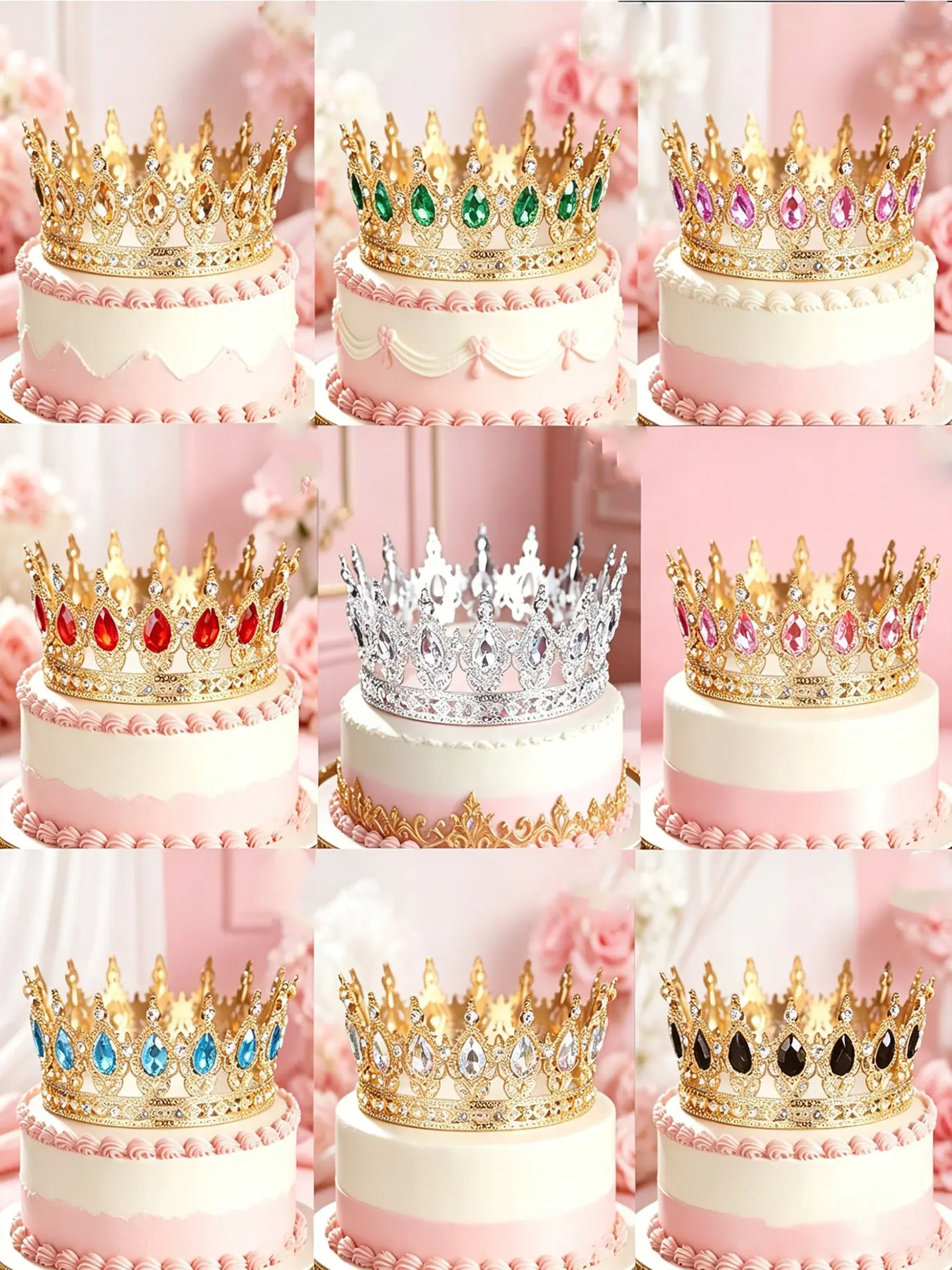 Elegant Boho Baroque Crown Set, Flashy Rhinestone Wedding Headpiece, Bridal Accessory, Multi-Color Acrylic Jewelry, Perfect for Weddings & Parties