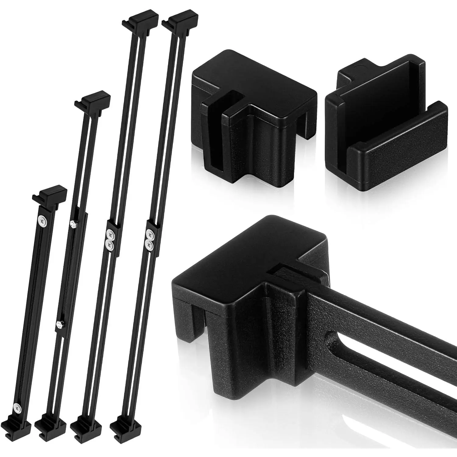12 Pcs Adjustable Metal File Cabinet Rails Set, Includes 8 Hanging File Rail Clips & 4 Cabinet Divider Bars, Black, Fit 10-18 Inch Cabinets with Drawer Thickness Less Than 1/8 Inch