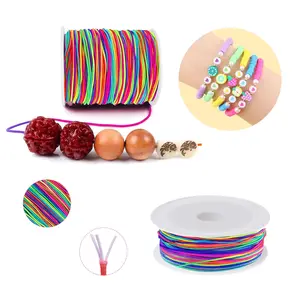 0.04in*10.9yd Stretchy Bracelet String, Sturdy Rainbow Elastic String Elastic Cord for Jewelry Making, Necklaces, Beading and Crafts, Polyester Cord