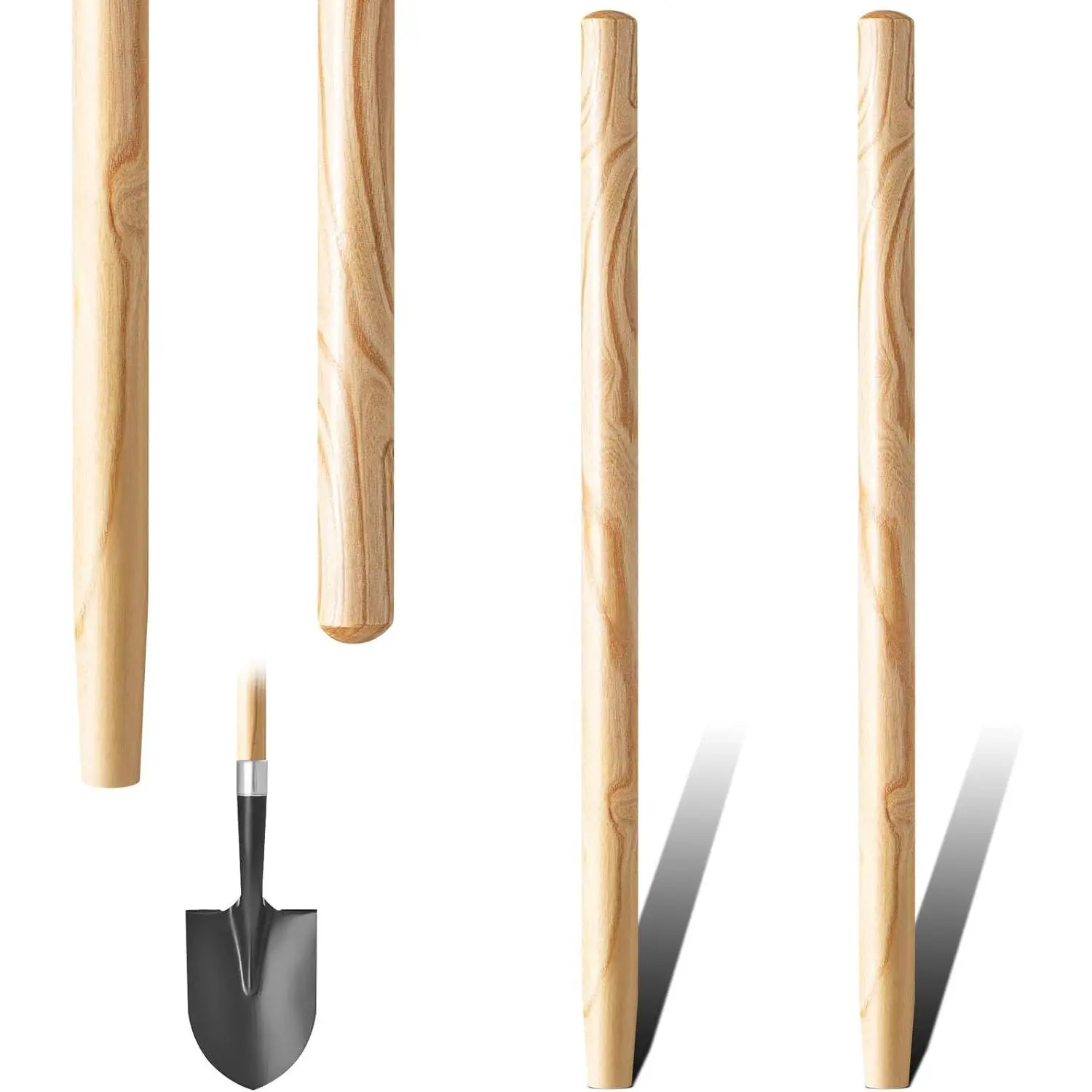 2 count Wooden Shovel Handle  41" (104cm) for Long D Handle Shovels Garden Tool, 1-1/2" Diameter