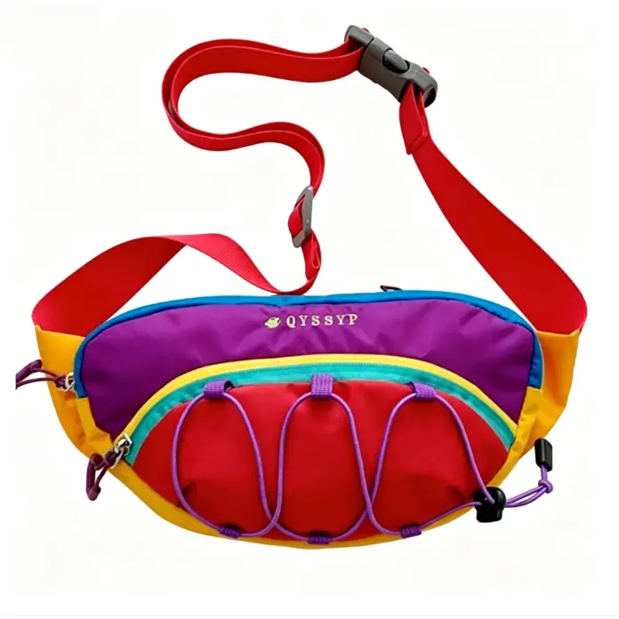 Street Style Colorblock Fanny Pack, 3-in-1 Convertible Crossbody Waist Bag in Water-Resistant Oxford Cloth for Hiking, Travel & Gym Workouts