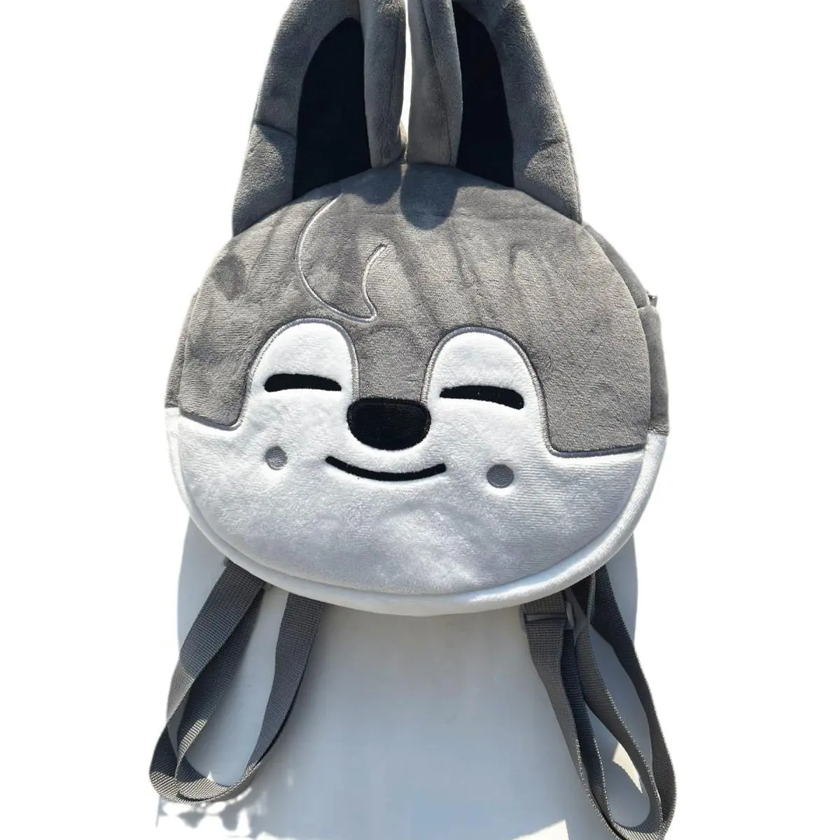 Kids' Cute Cartoon Animal Plush Backpack - Shape-hold Fabric, Adjustable Straps, Comfortable Fit, Unisex, Fox/Grey Wolf Designs, Fox Schoolbag, Grey Wolf School Bag, Ideal for School, All Seasons, Great Gift