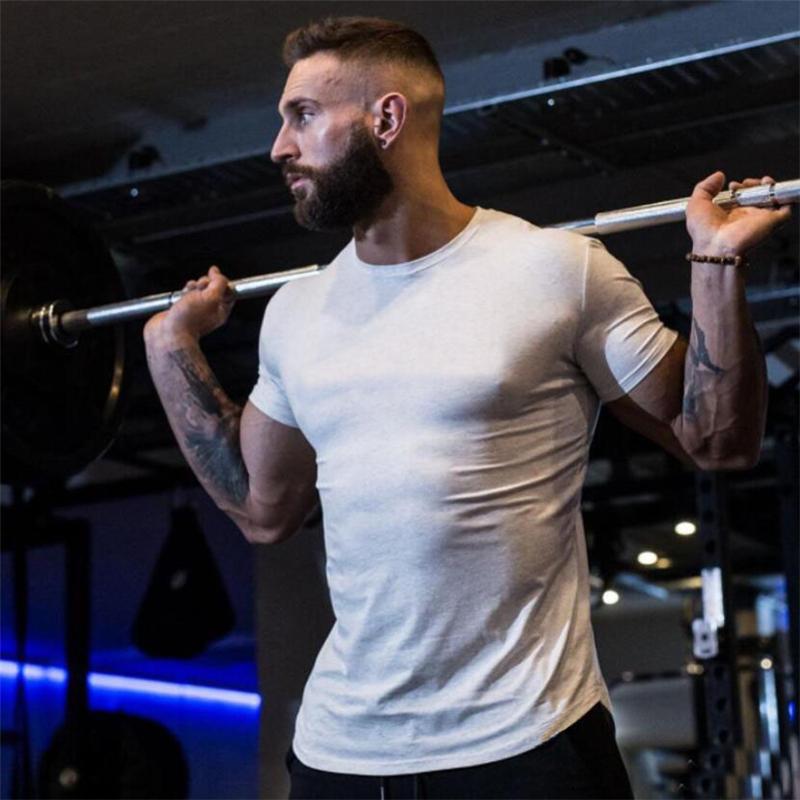 Men's Muscle Sports T-Shirts Fashion Tees Tops Short Sleeve Athletic Workout Gym Clohting Slim Fit T Shirts for Men