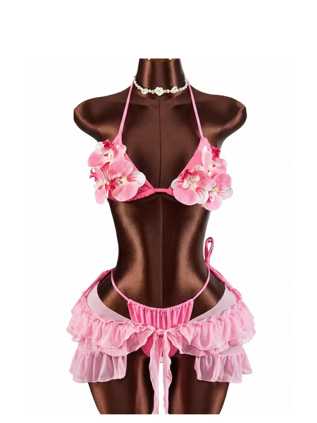 New Women's Fashion Split Bikini Set, Three-Piece Butterfly Design, 3D Floral Pattern, Flower Print Bikini, Sexy and Cute, Slim-Fitting, All Seasons