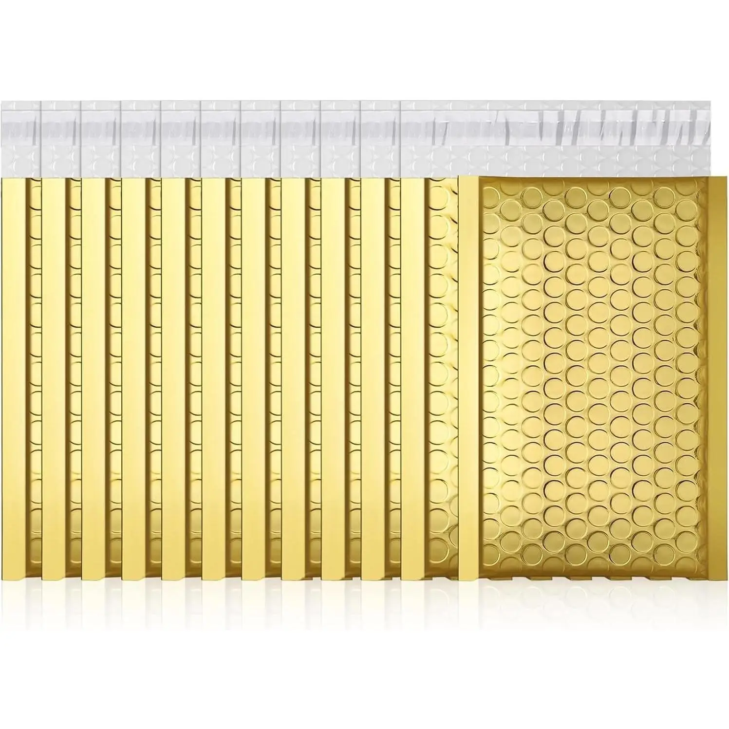 Gold Bubble Mailers 4x8" 50 Pack, Usable Size 4X7" Strong Adhesion Metallic Bubble Envelopes,Waterproof Padded Envelopes Small Padded Mailer, Cute Packing for Jewelry, Makeup Supplie,Bulk #000