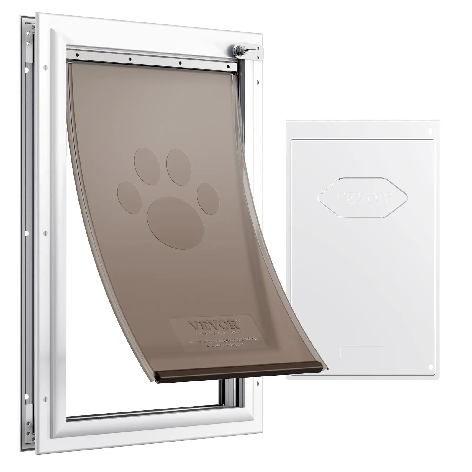 VEVOR Pet Door, 16.65" x 27.44" Aluminum Frame with Lock and Flap System, Weatherproof Doggy Door, Easy to Install in Interior or Exterior Doors, Pet Door Suitable for Cat Doggie Kitties (White-XL)