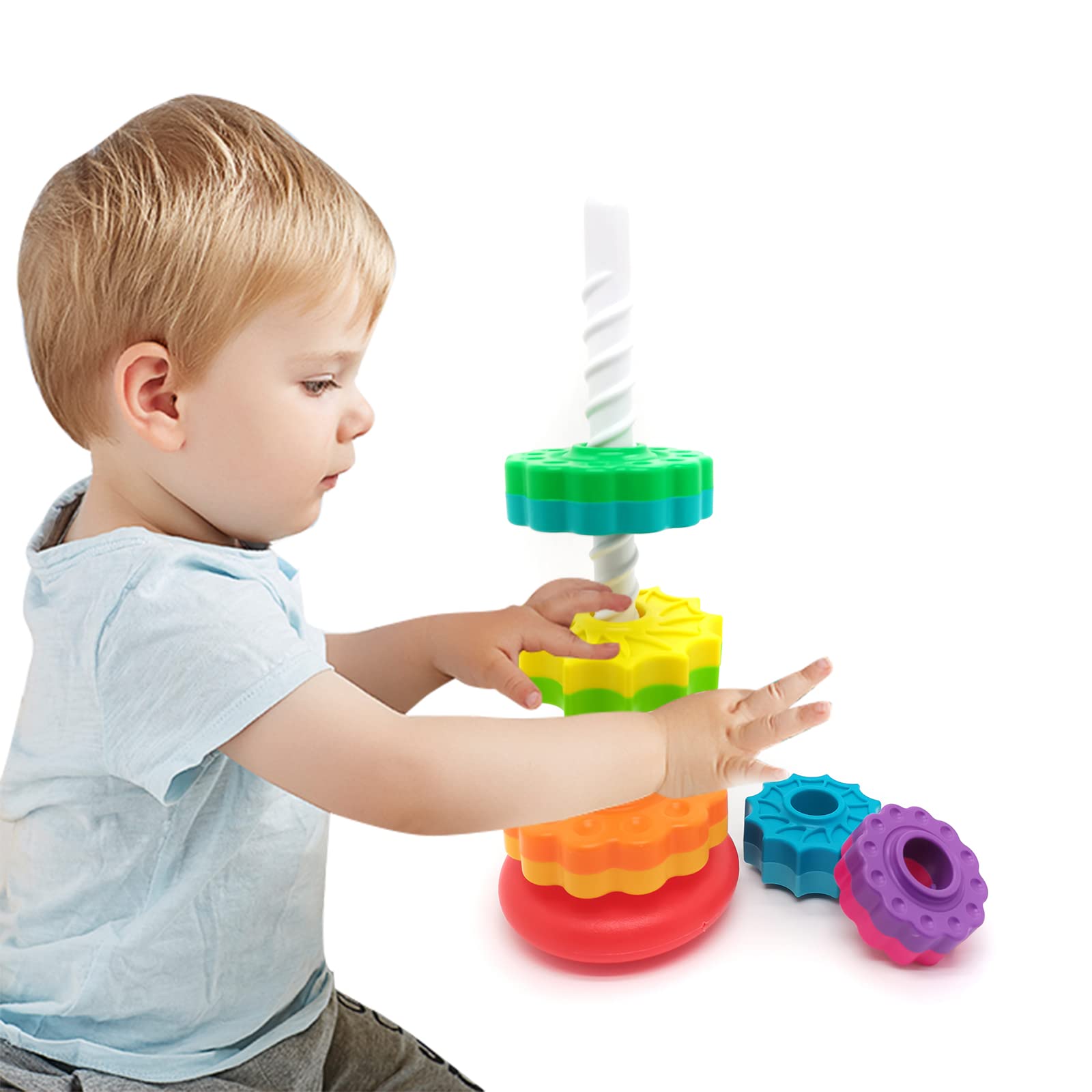 Spinning Stacking Toy, Shape Sorter, 1 Count Educational Teenager Toy, Stacking Rings Teenager Toy, Montessori Toy for Girls and Boys, Birthday Gift