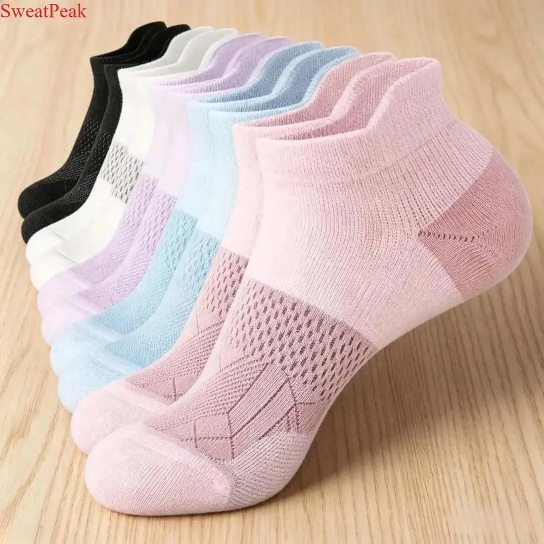 Compression Socks for Women Low Cut Ankle Athletic Socks with Arch Support, Moisture-Wicking Breathable Fabric, Comfortable Graduated Compression Fit, 5 Pairs Colorful Patchwork for Running & Gym