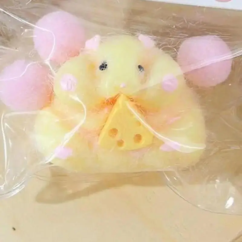 Fuzzy Handmade Hamster Squishy Toy - Soft Silicone Mochi Stress Relief Fidget, Cute Plush-Style Pinching Toy for Relaxation