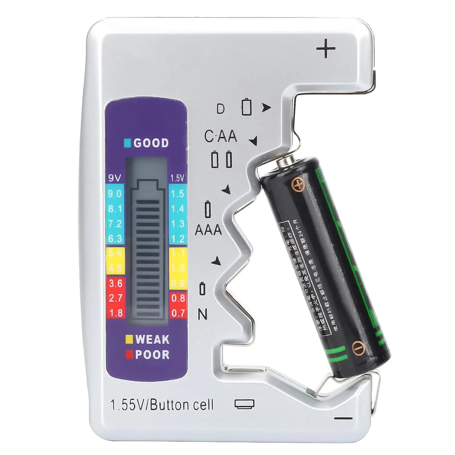 Joyzan Digital Battery Tester, LCD Display Universal Batteries Checker | Household Small Mini Testers Button Cell AA AAA C D 9V Capacity Measuring Testing Detector Tool 90mm Multiply 60mm
