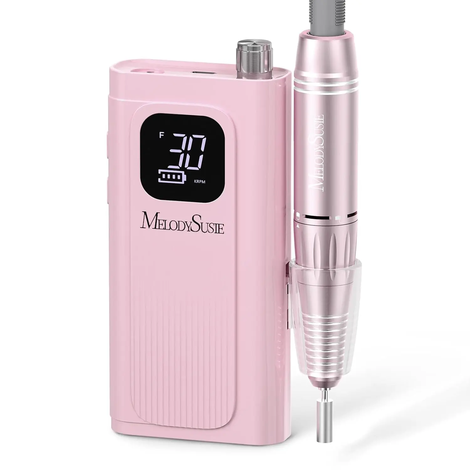 Clip-On Electric Nail Drill SC300F - 30,000 RPM, 8-12h Battery Life, 6 Bits, 56 Sanding Bands for Nail Shaping (Beauty & Personal Care Manicure Pedicure Tool)
