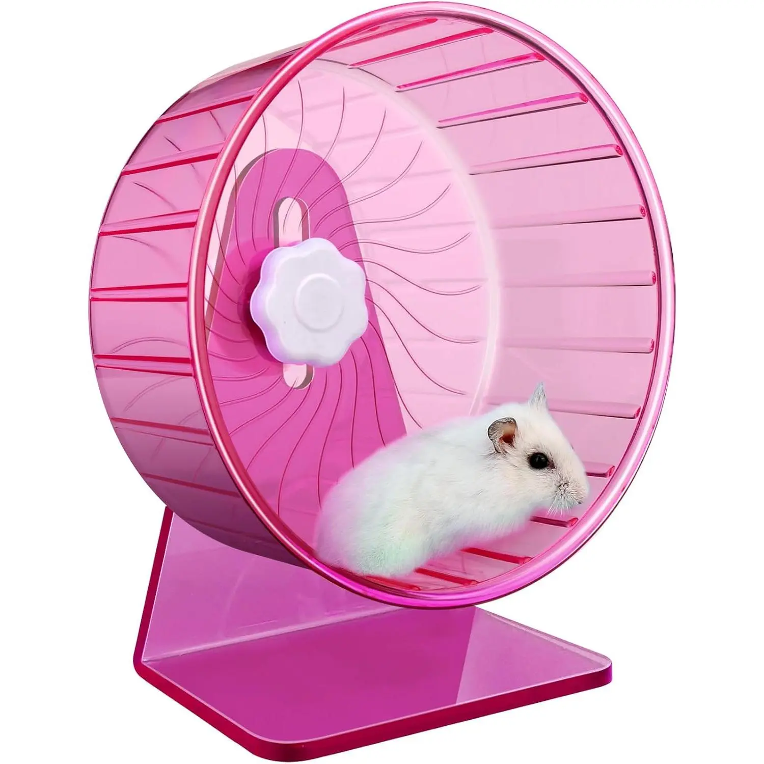 Super Silent Hamster Exercise Wheel with Adjustable Stand Quiet Rat Wheel Φ 5.5 inch Pink