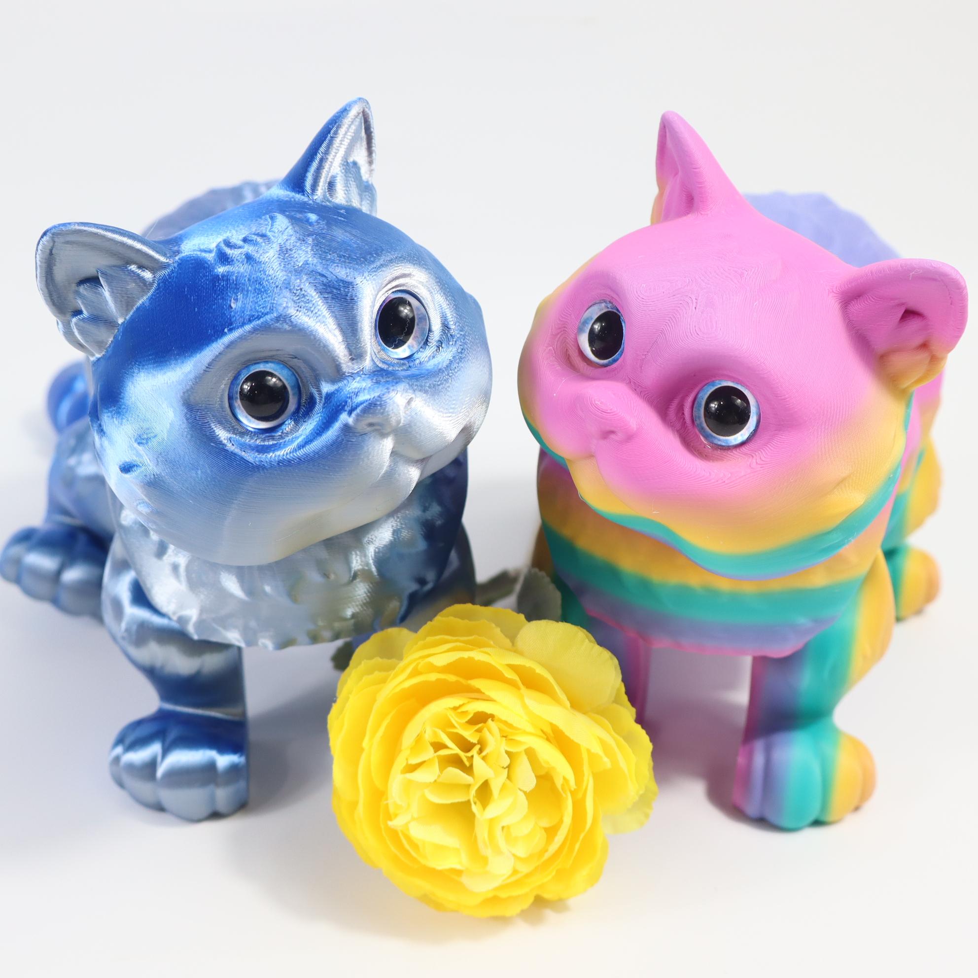 3D Printed Short Hair Cat Figurine, 36cm Rainbow Gradient, Moving Joints, Decorative Fidget Figurine, Perfect Home Decor, Birthday Gift, Christmas Present