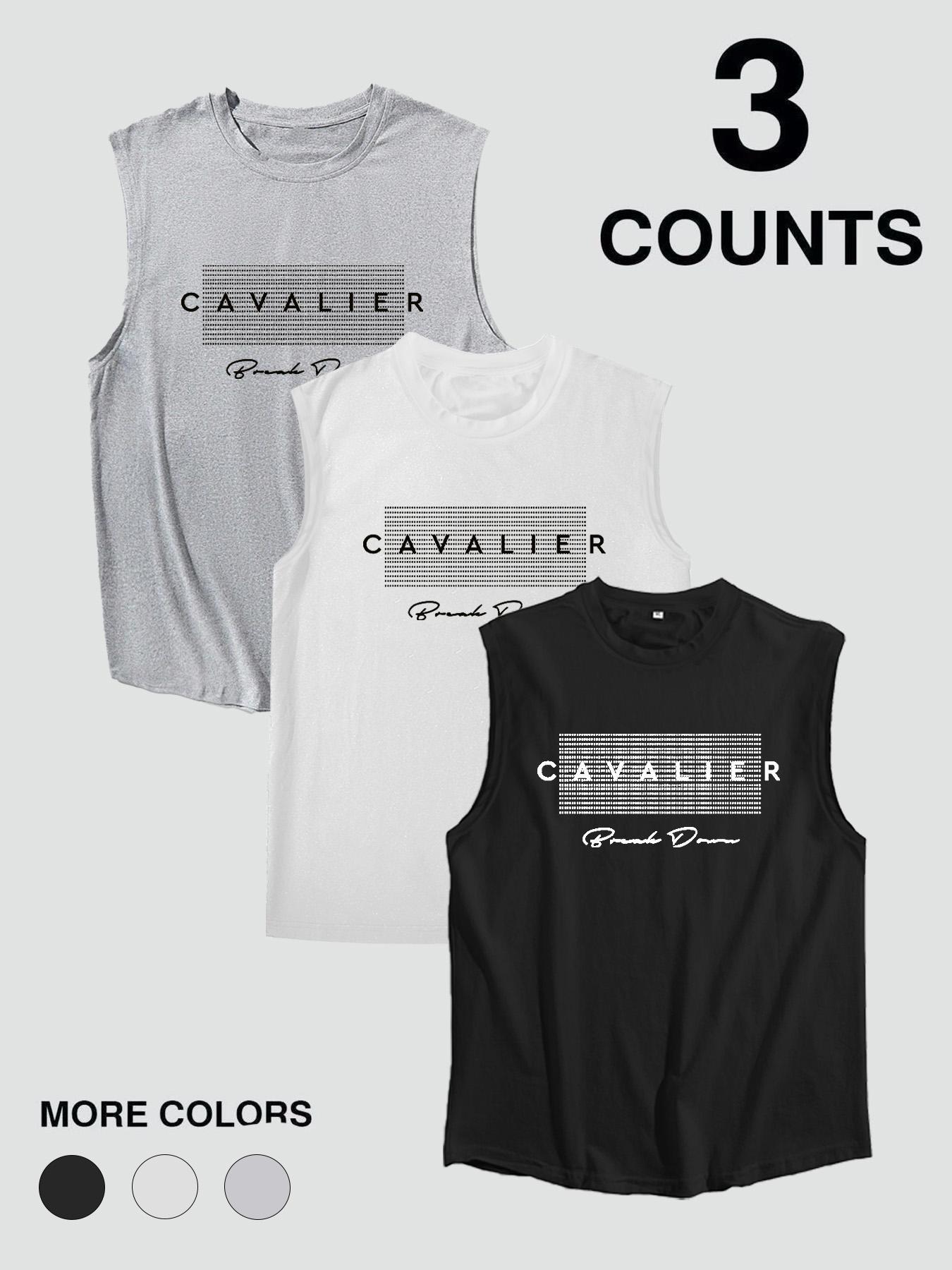 Men's Letter Print Tank Top, Casual Sleeveless Top for Summer, Fashion Men's Top for Daily Wear, Vests, Workout Tank Tops