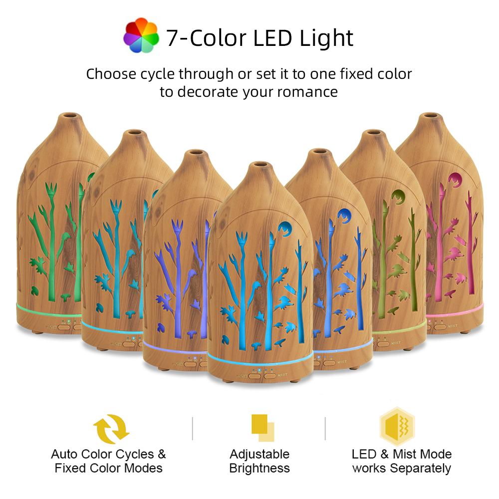 Aromatherapy Diffuser with 7 LED Colors, Auto Shut Off & 3 Essential Oils aromatherapist humidifier lamp