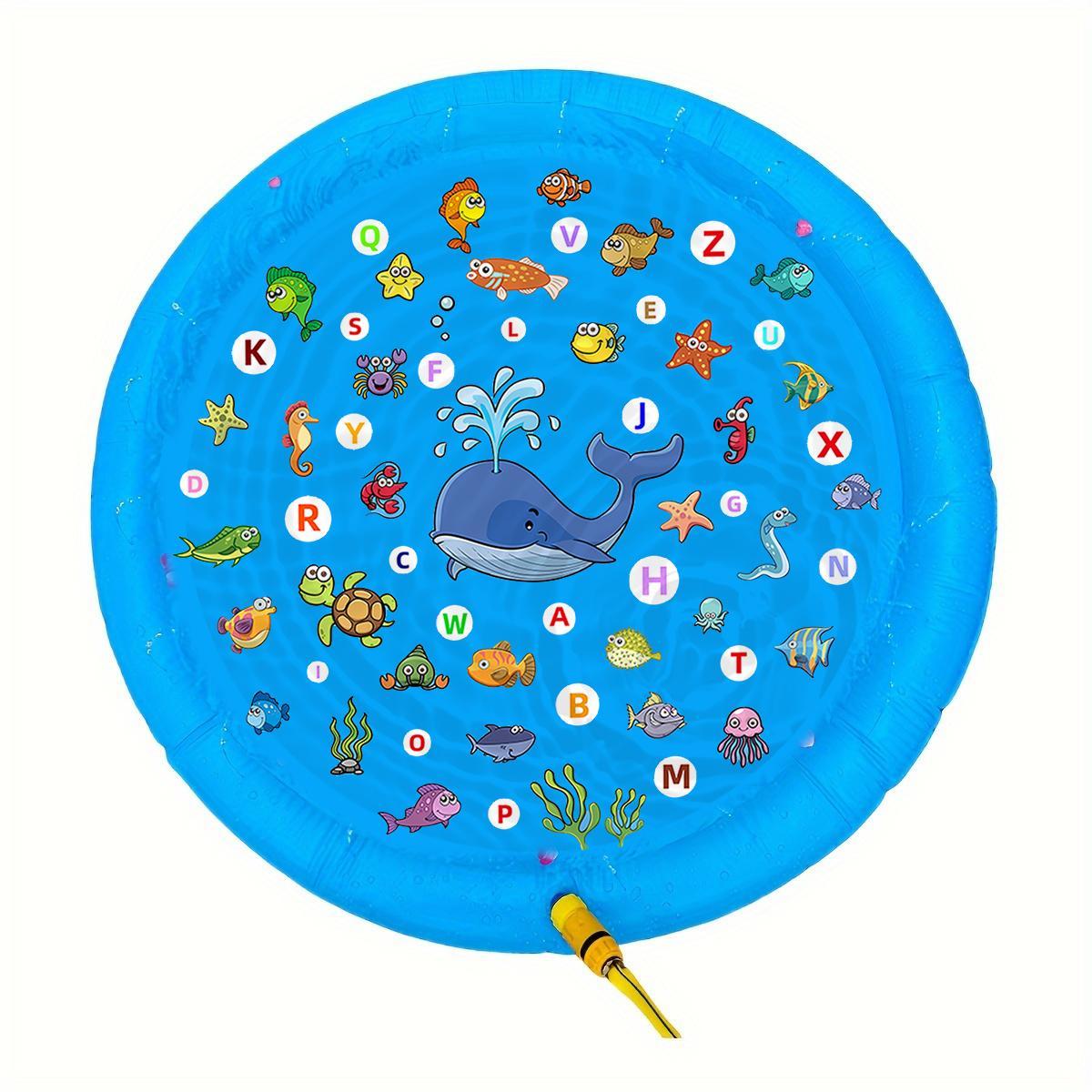 Inflatable Water Spray Mat, Inflatable Water Sprinkler Portable Swimming Water Spray Mat, Letter Learning Mat, Summer Courtyard Lawn Game, Outdoor Game Area, Inflatable Floating Bed, Blow Up Pool