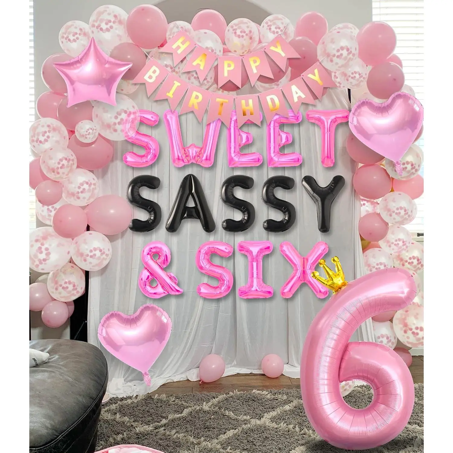 Sweet Sassy & Six Birthday Decorations and Balloons for 6 Years Old Girls | Sweet Sassy and Six Birthday Decorations birthday decorations for girls
