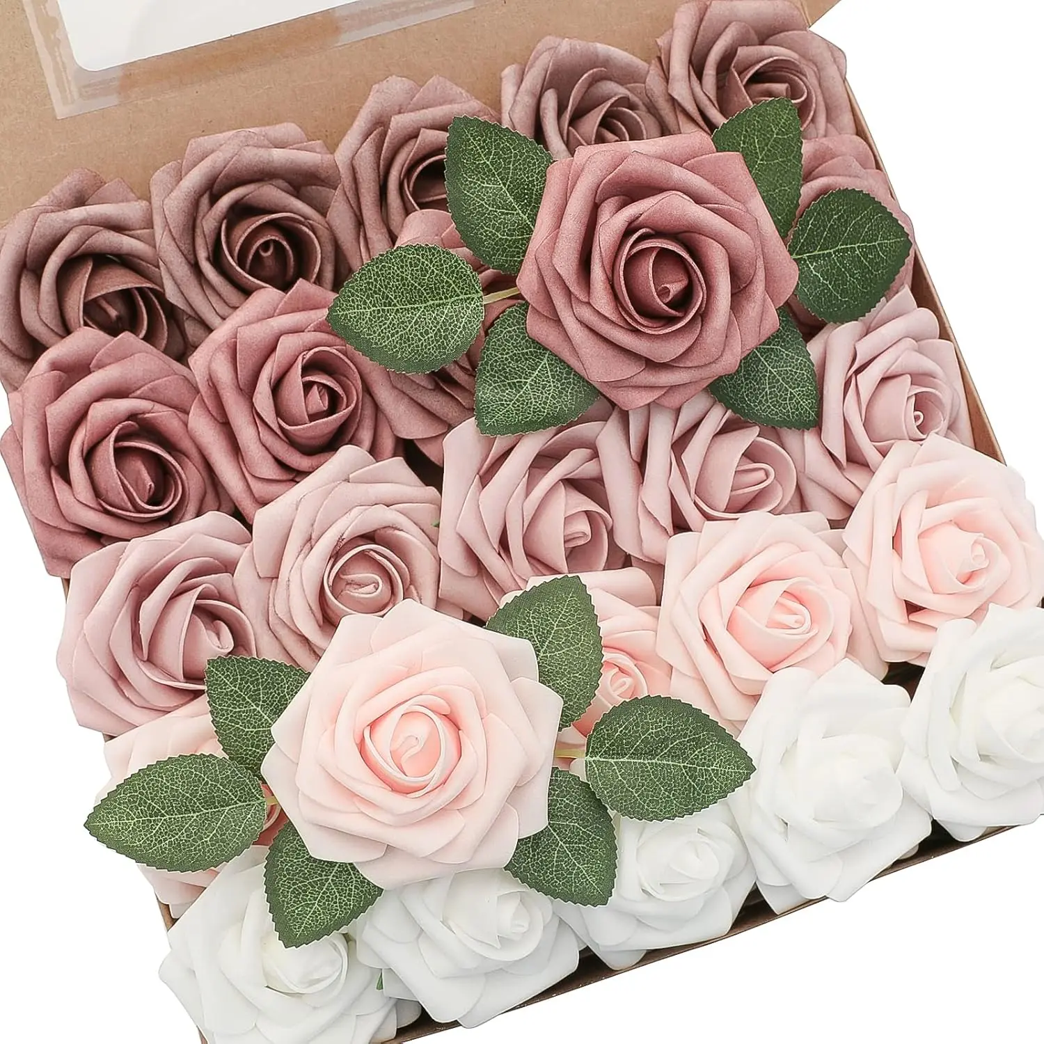 75pcs Decorative Foam Roses - Gradient Retro Pink Ombre, Realistic 3.16" Heads, Long Wire Stems, Allergen-Free Faux Blooms for Wedding Home Decor & Valentine’s Day