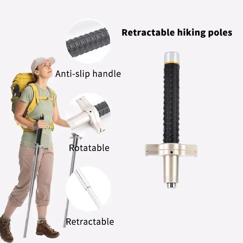 Telescopic Shock-Absorbing Trekking Poles, Three-Section Aluminum Alloy Non-Slip Hiking Sticks, Outdoor Mountaineering and Cross-Country Walking Canes, Portable Mountaineering Equipment