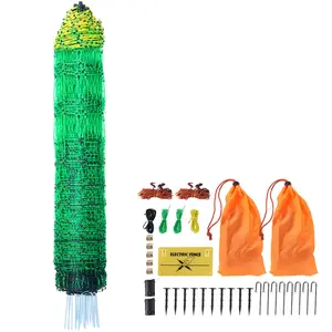 VEVOR Electric Fence Netting, 48" Hx 168' L, PE Net Fencing Kit with Posts Double-Spiked Stakes, Utility Portable Mesh for Chickens, Ducks, Geese, Rabbits, Used in Backyards, Farms, and Ranches
