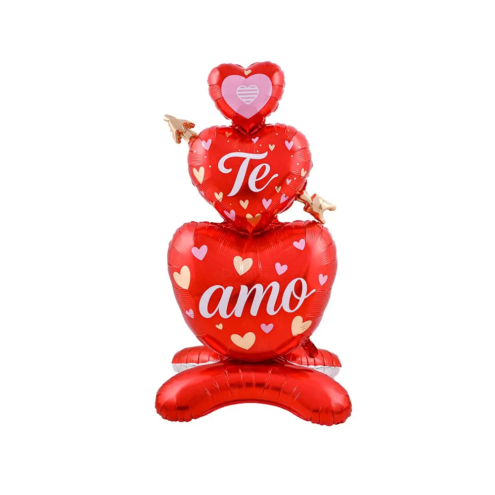 Three-Layer Stacked Te Amo Heart Balloon, Cupid Arrow Engagement Anniversary Decoration, Vertical Foil Balloon for Special Occasions, Party Balloons